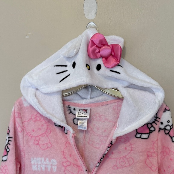 Hello Kitty Pink and White Hooded Pajama Onesie - Picture 2 of 6